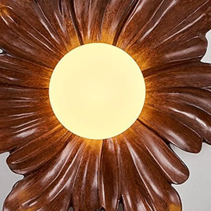 FloraGlow Walnut Petal Resin Wall Light