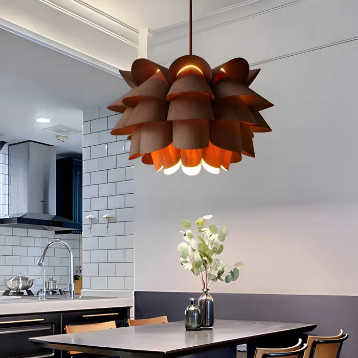 Forest Bloom Modern Ambient Wooden Pendant Light