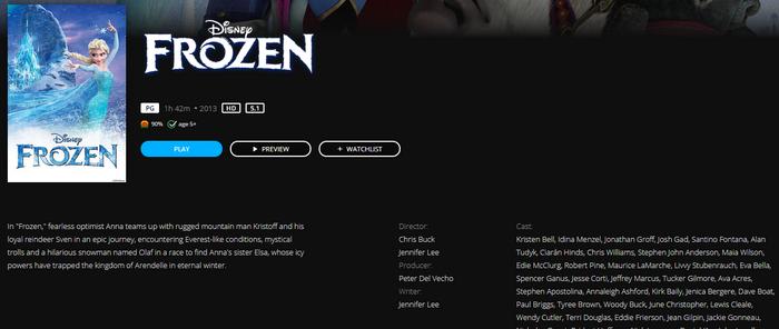 Frozen Google TV HD Digital Code (Redeems in Google TV; HD Movies Anywhere & HDX Vudu & HD iTunes Transfer Across Movies Anywhere)