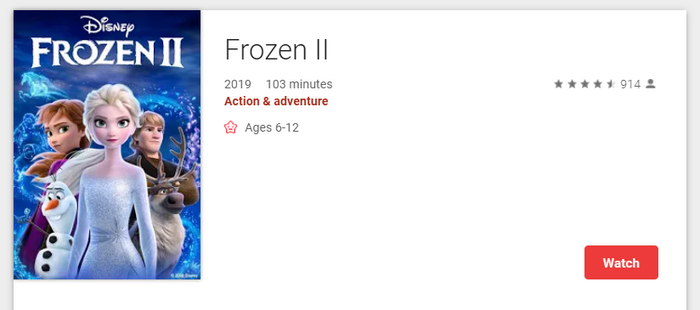 Frozen II Google TV HD Digital Code (Redeems in Google TV; HD Movies Anywhere & HDX Vudu & HD iTunes Transfer Across Movies Anywhere)