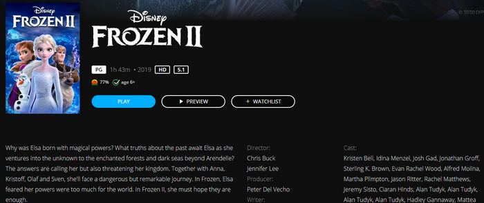 Frozen II Google TV HD Digital Code (Redeems in Google TV; HD Movies Anywhere & HDX Vudu & HD iTunes Transfer Across Movies Anywhere)