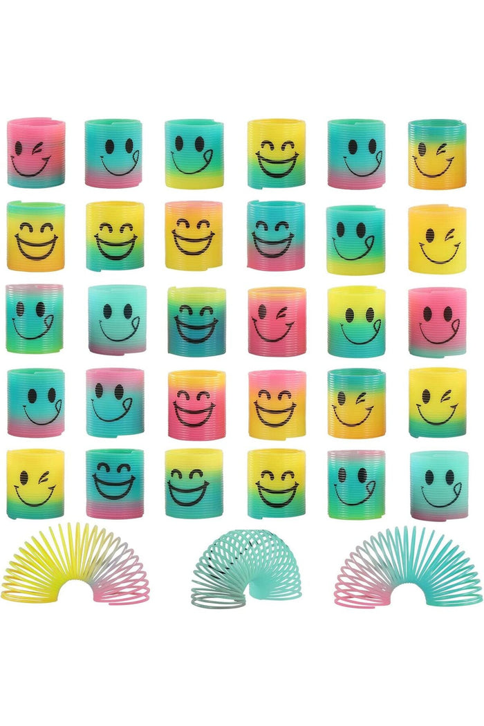 Fun-Here 30 Pack Spring Rainbow Magic Fidget Stress Coil Mini Springs Bulk Toys For Party Favor Carn
