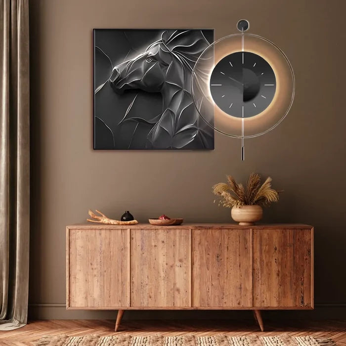 Galloping Spirit Art & Luminous Modern Clock Set