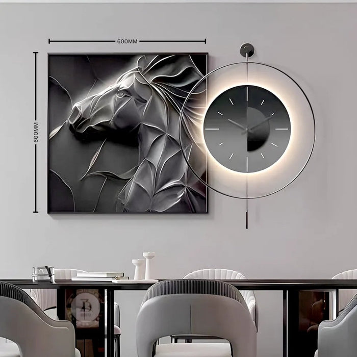 Galloping Spirit Art & Luminous Modern Clock Set