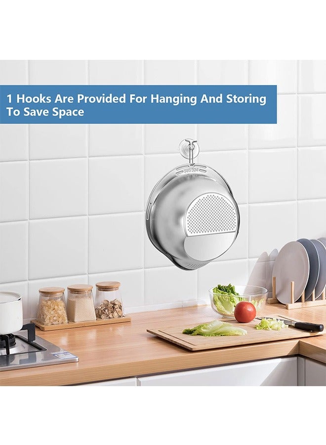 Garlo Rice Washer Strainer Bowl, Stainless Steel Washing Bowl for Rinsing Quinoa, Side Drainers Colander for Cleaning Fruits, Vegetables, and Beans - Versatile Kitchen Gadgets