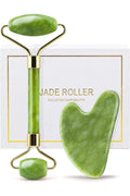 Genuine Jade Roller Set and Gua Sha for Face, Cooling and Firming Effect, Carving Tool