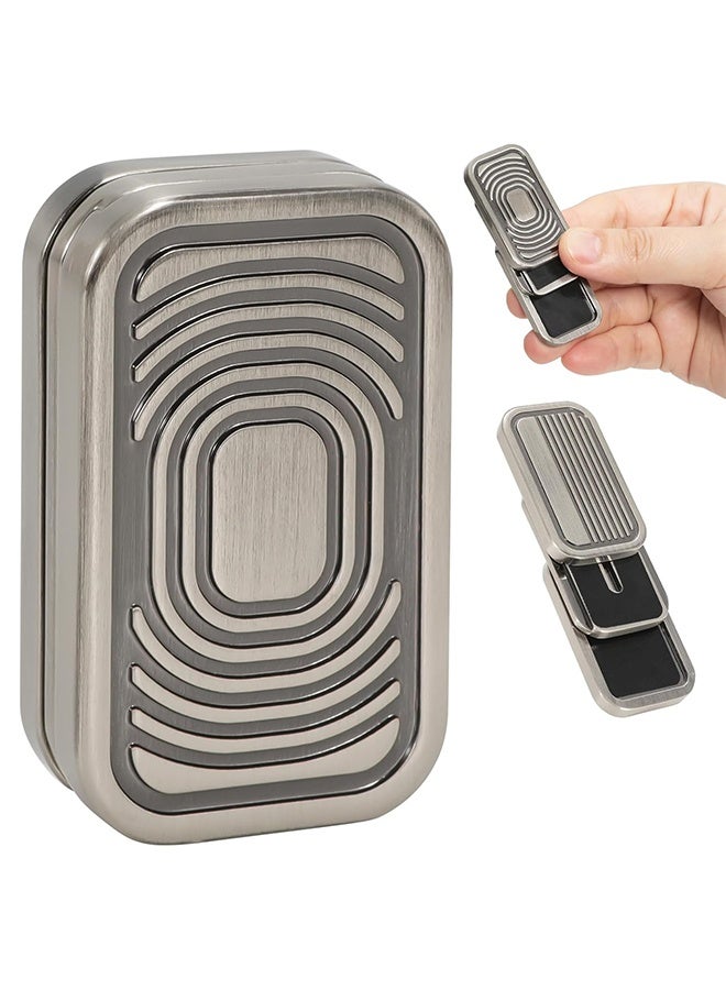 GIFT Magnetic Fidget Slider 3 Layer, Fidget Toys Adults for Stress Relief ADHD Anxiety with Click Sound, Portable Desk Fidget Gadget, Gifts for Boyfriend Husband Father (Silver)