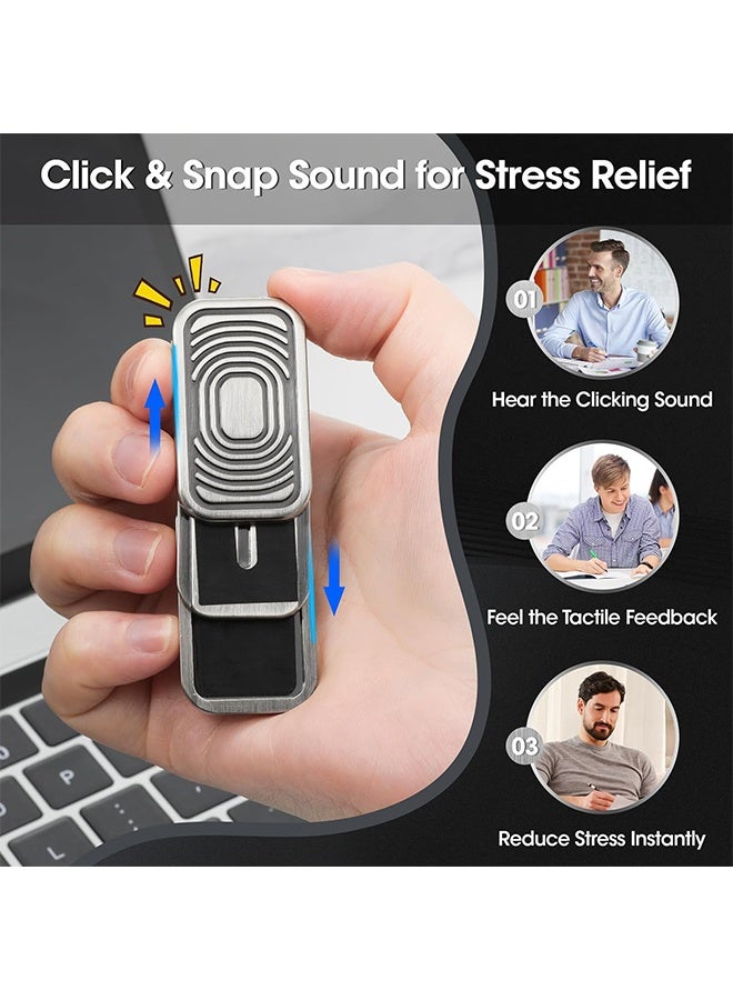 GIFT Magnetic Fidget Slider 3 Layer, Fidget Toys Adults for Stress Relief ADHD Anxiety with Click Sound, Portable Desk Fidget Gadget, Gifts for Boyfriend Husband Father (Silver)