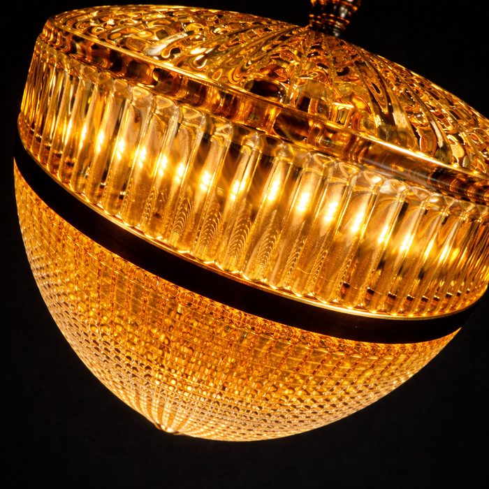 Gilded Ribbed Dome Pendant Light