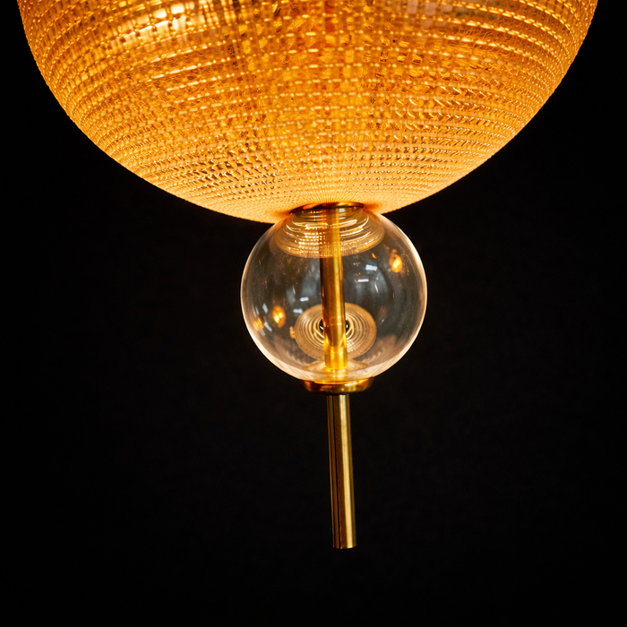 Gilded Ribbed Dome Pendant Light