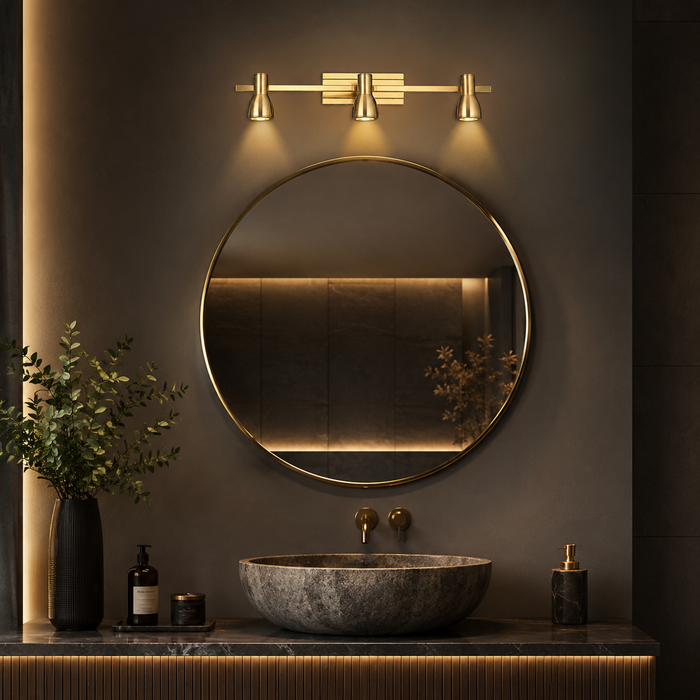 Gold Verve Pivot Triple Spot Wall Light