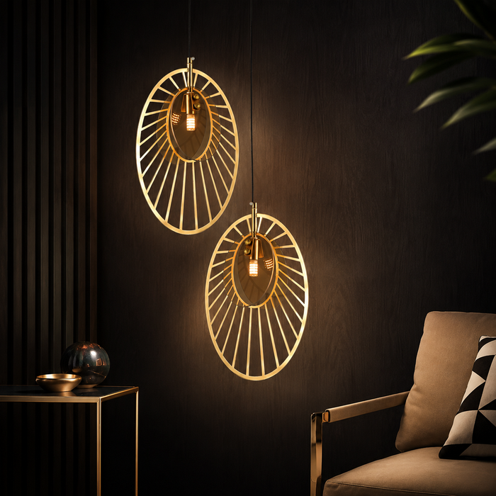 Golden Gaze Oval Cage Pendant Lamp