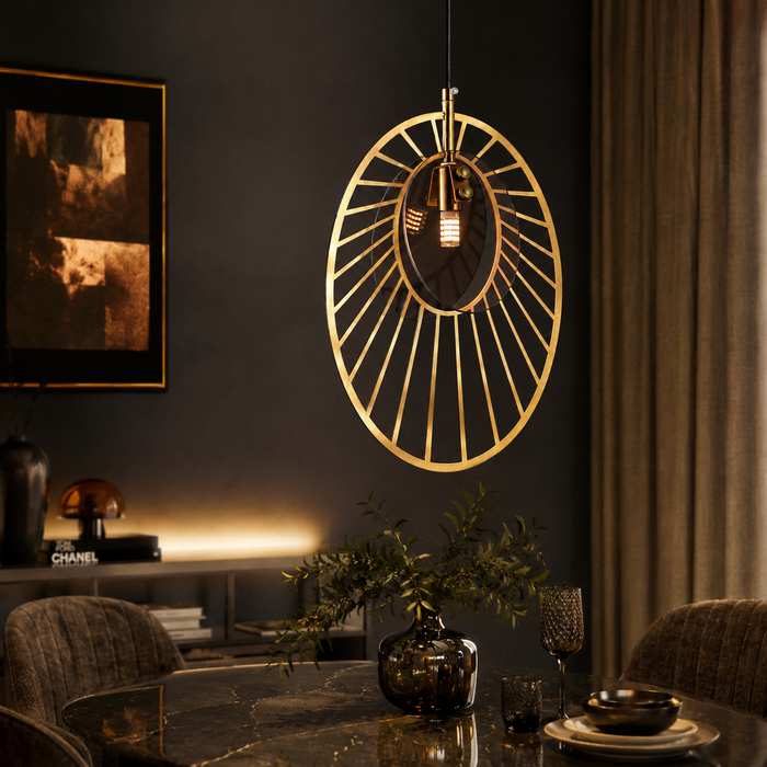 Golden Gaze Oval Cage Pendant Lamp