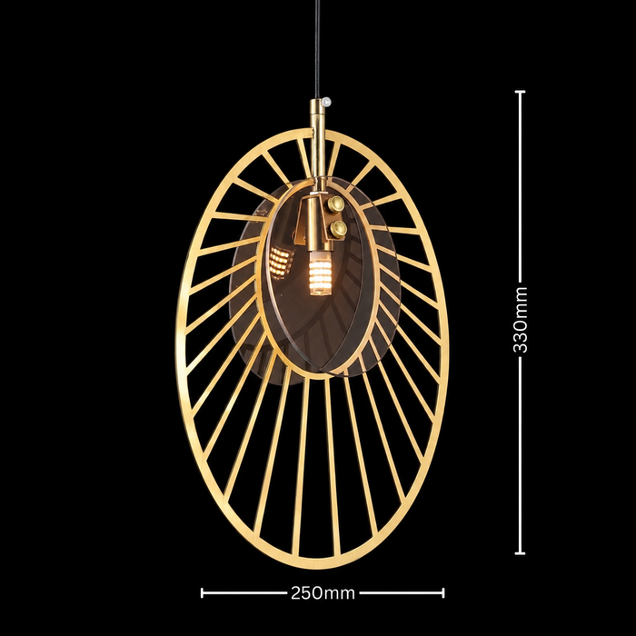 Golden Gaze Oval Cage Pendant Lamp
