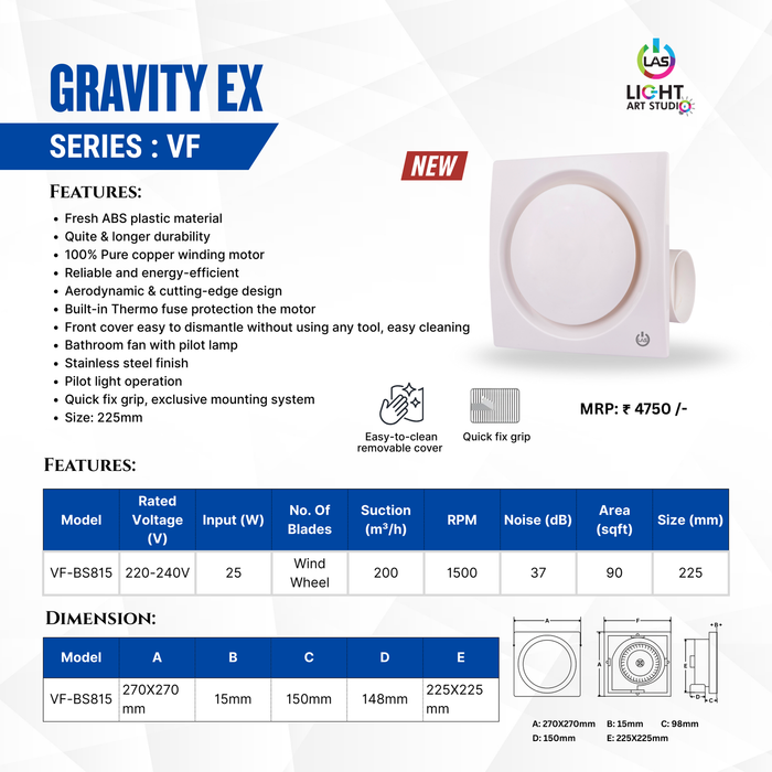 Gravity EX Perl White Ceiling Mounted Exhaust Fan