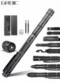 GROIC 13 IN 1 Tactical Pen Multitool Pen Gear EDC Survival Pen LED Flashlight Multitool Pen Cool Gadgets with Compass, window hammer, flint, screwdriver, whistle, etc