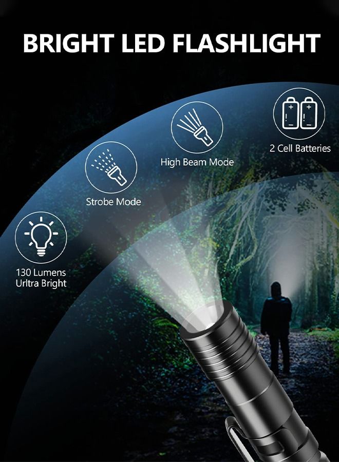 GROIC 13 IN 1 Tactical Pen Multitool Pen Gear EDC Survival Pen LED Flashlight Multitool Pen Cool Gadgets with Compass, window hammer, flint, screwdriver, whistle, etc