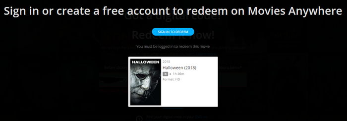 Halloween HD Digital Code (2018) (Redeems in Movies Anywhere; HDX Vudu Fandango & HD iTunes Apple TV Transfer From Movies Anywhere)