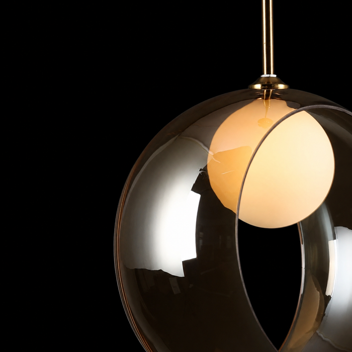 Halo Orb - Contemporary Amber Orb Pendant Light