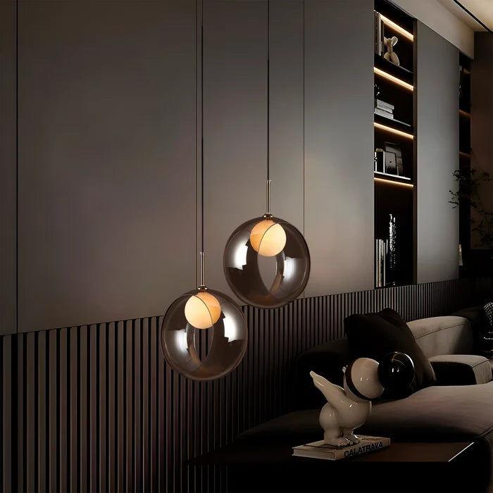 Halo Orb - Contemporary Amber Orb Pendant Light