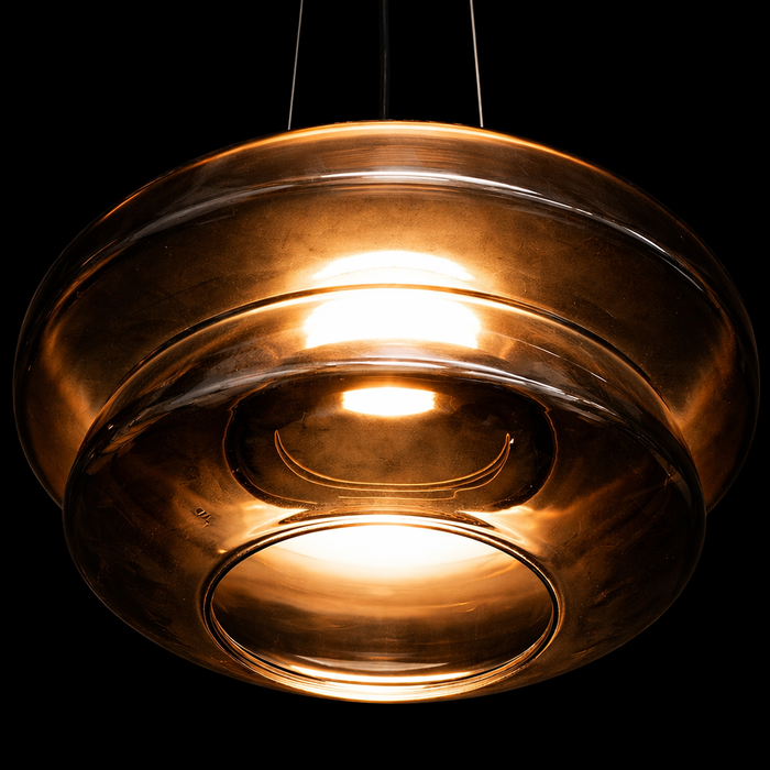 HaloTier Smoky Glass Ring Pendant Light