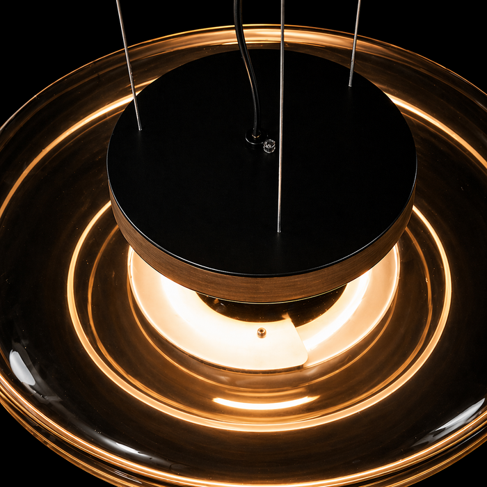 HaloTier Smoky Glass Ring Pendant Light