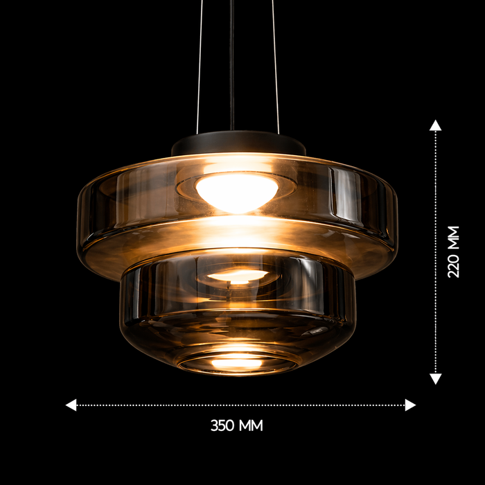 HaloTier Smoky Glass Ring Pendant Light