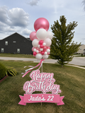 Happy Birthday Yard Sign Balloon Pole