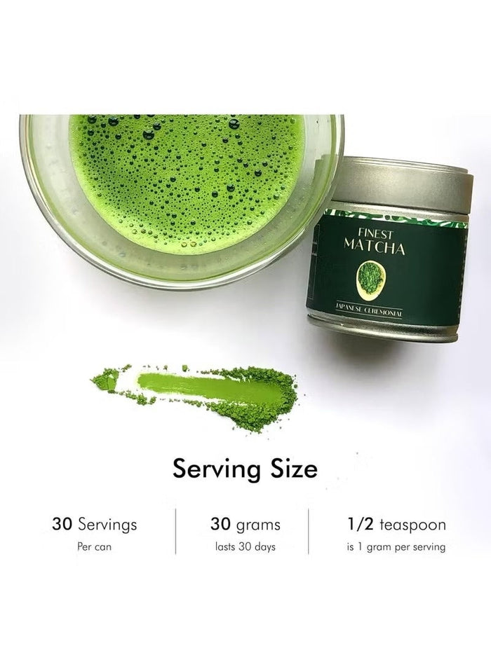 Heapwell UJI Ceremonial AAA Grade Matcha Powder 30g, Sourced from Shizouka Japan, Ceremonial Matcha Tea, Vegan Ceremonial Matcha Tea| Premium Ceremonial Matcha Tea Without Artificial Sweeteners |