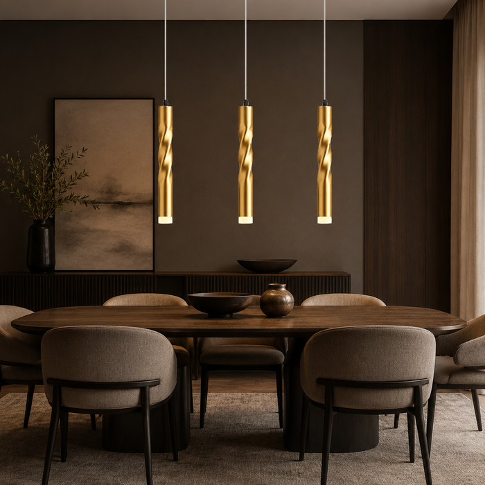 Helios Twist Modern Gold Pendant Light