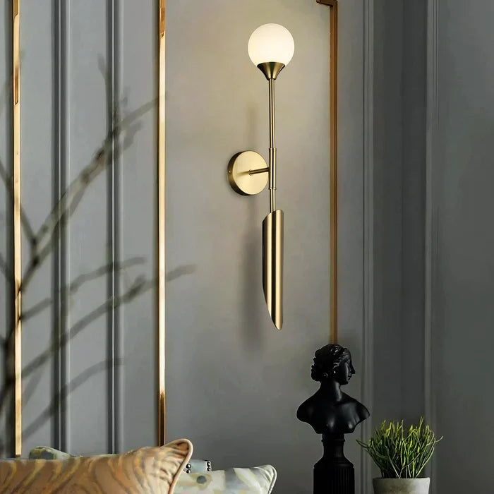 HelioSpear Brass Globe Wall Light