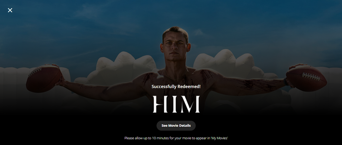 Him HD Digital Code (2025) (Redeems in Movies Anywhere; HDX Vudu Fandango at Home & HD iTunes Apple TV Transfer From Movies Anywhere)