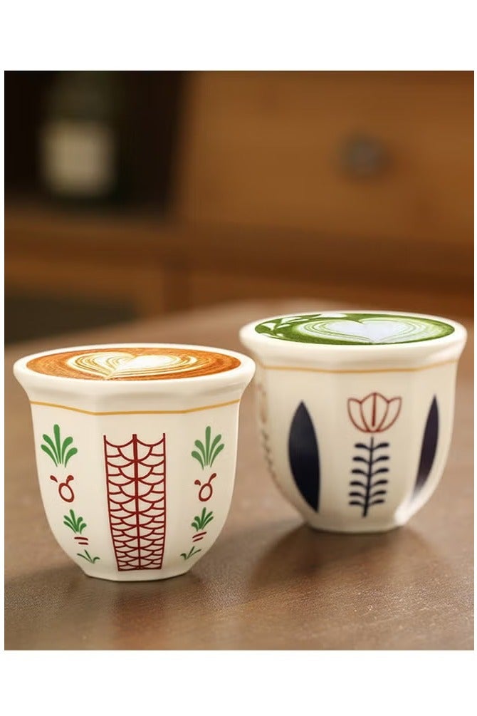 Hoasis 2PCS Ceramic Coffee Mugs, Espresso Cups for Turkish Tea Cappuccino Latte, 180mL