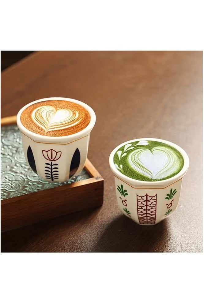 Hoasis 2PCS Ceramic Coffee Mugs, Espresso Cups for Turkish Tea Cappuccino Latte, 180mL