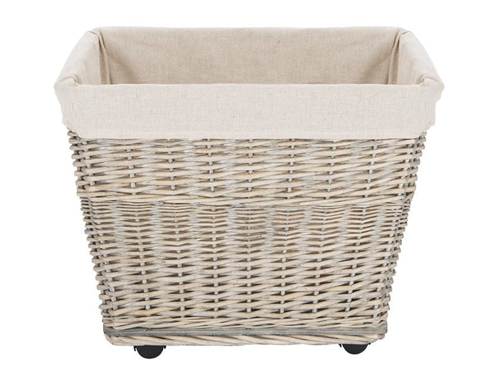 Houtblokkenmand wilg op wieltjes - Doika BV - Haardaccessoires - Practo Home - W105