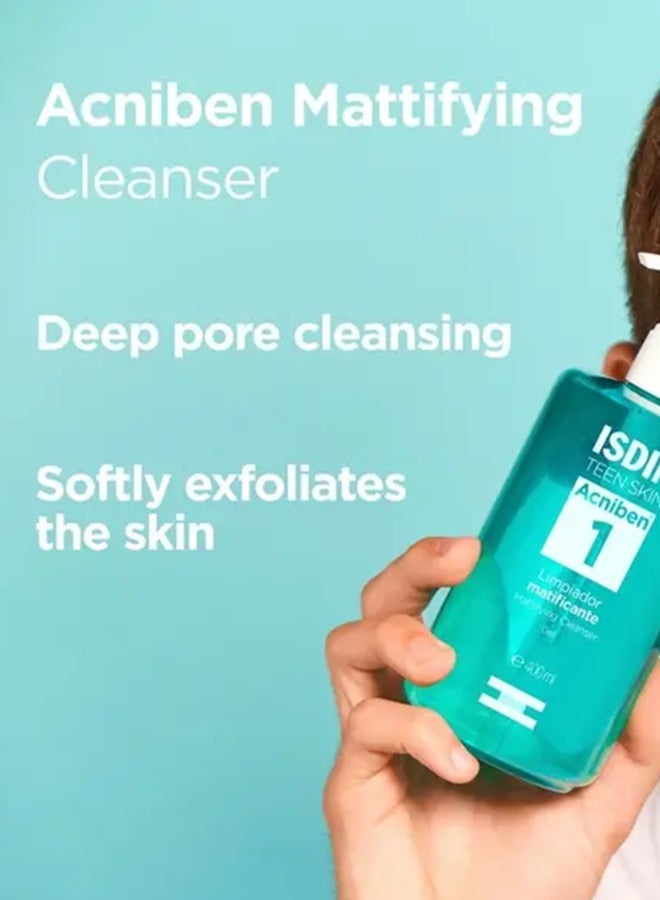 ISDIN Acniben Mattifying Cleanser Gel [400Ml] - Deep Purifying Face Wash With Zincamide To Balance Oil Without Drying The Skin