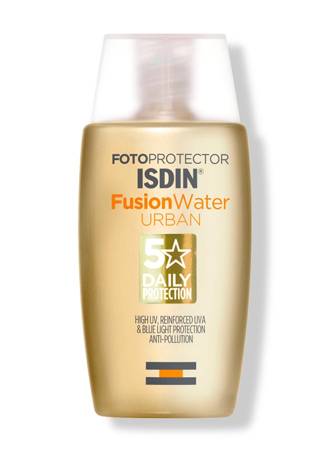 ISDIN Fotoprotector Fusion Water Urban SPF 30 [50Ml] - Anti-Pollution Facial Sunscreen For City Environments With Blue Light Protection