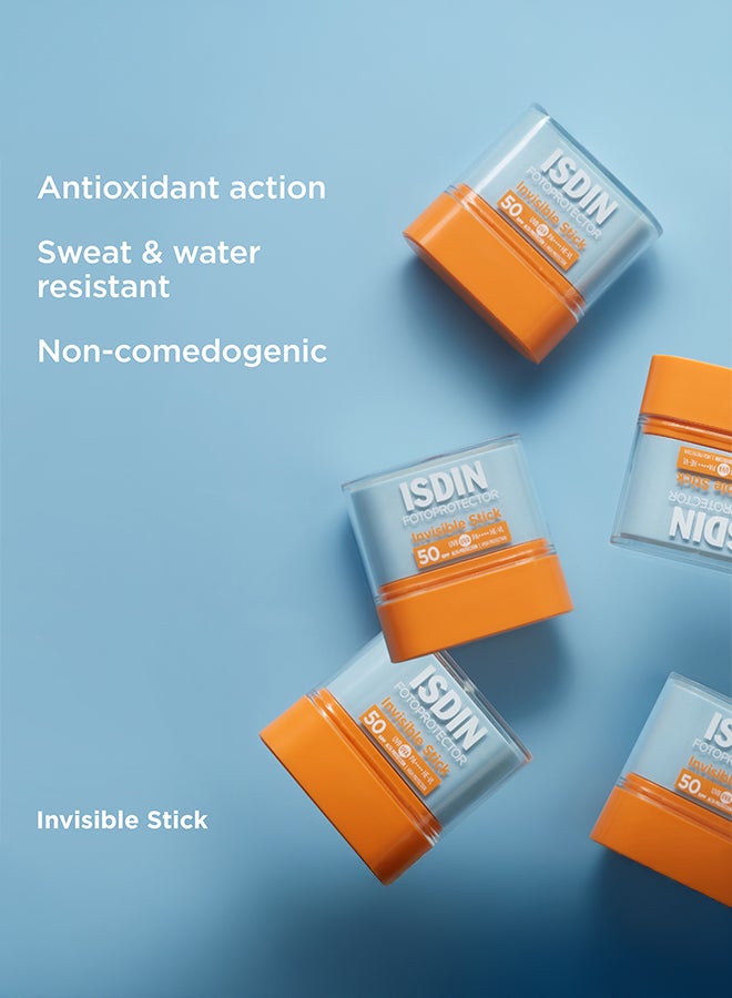 ISDIN Fotoprotector Invisible Stick SPF 50 [10G] - Travel-Friendly Sunscreen Stick For Targeted Protection Of Lips, Scars, And Sensitive Areas