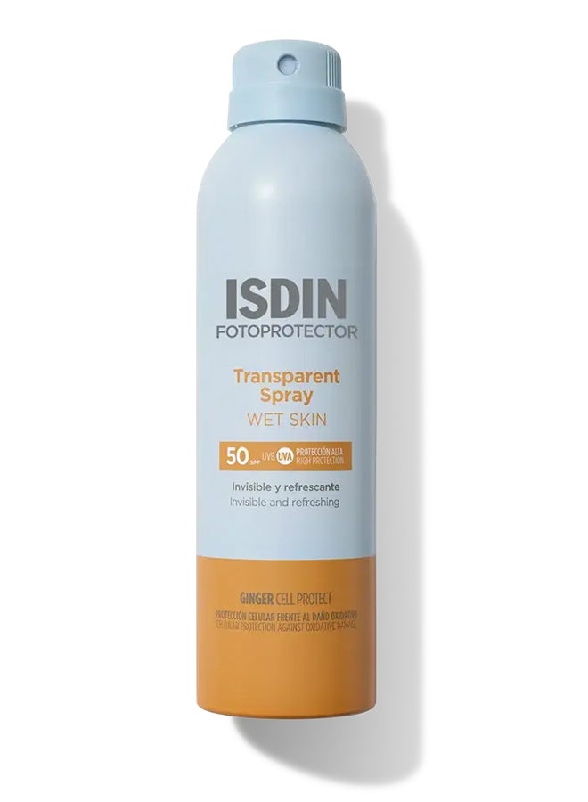 ISDIN Fotoprotector Wet Skin Transparent Spray SPF 50+ [250Ml] - Quick-Dry Invisible Body Sunscreen Mist That Can Be Applied Directly To Wet Skin