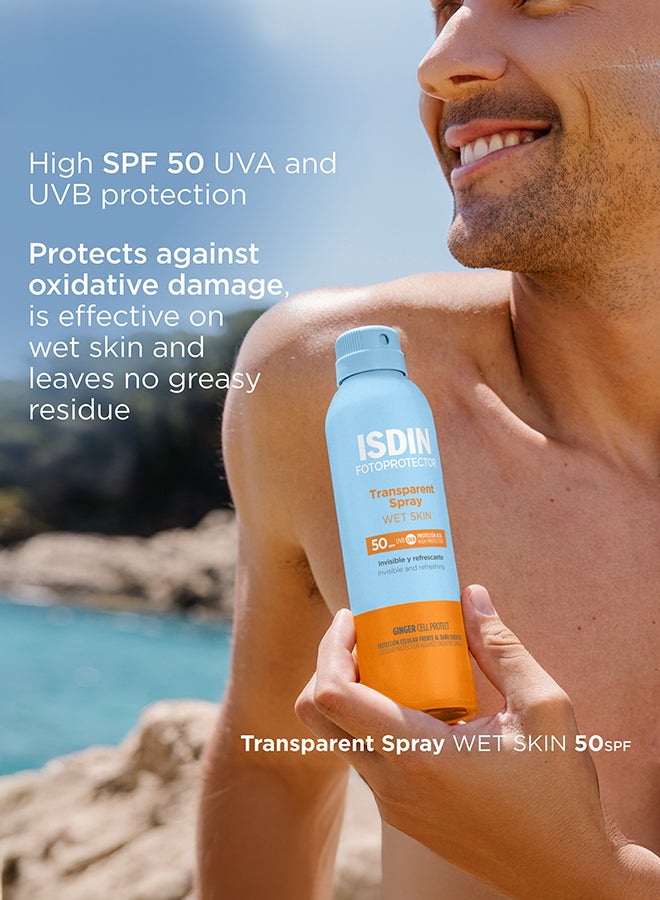 ISDIN Fotoprotector Wet Skin Transparent Spray SPF 50+ [250Ml] - Quick-Dry Invisible Body Sunscreen Mist That Can Be Applied Directly To Wet Skin
