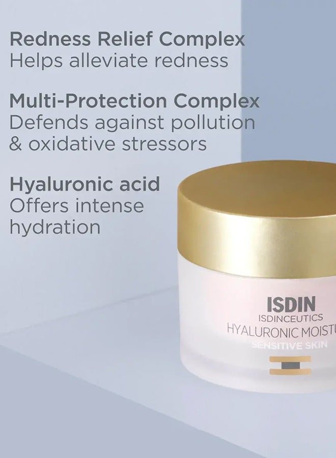 Isdinceutics Hyaluronic Moisture Sensitive Skin [50G] - Soothing Moisturizer With Hyaluronic Acid And Redness-Relief Complex For Reactive Skin
