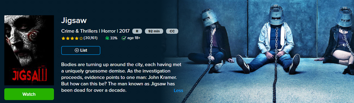 Jigsaw HD Digital Code (2017) (Redeems in Movies Anywhere; HDX Vudu Fandango at Home & HD iTunes Apple TV Transfer From Movies Anywhere)