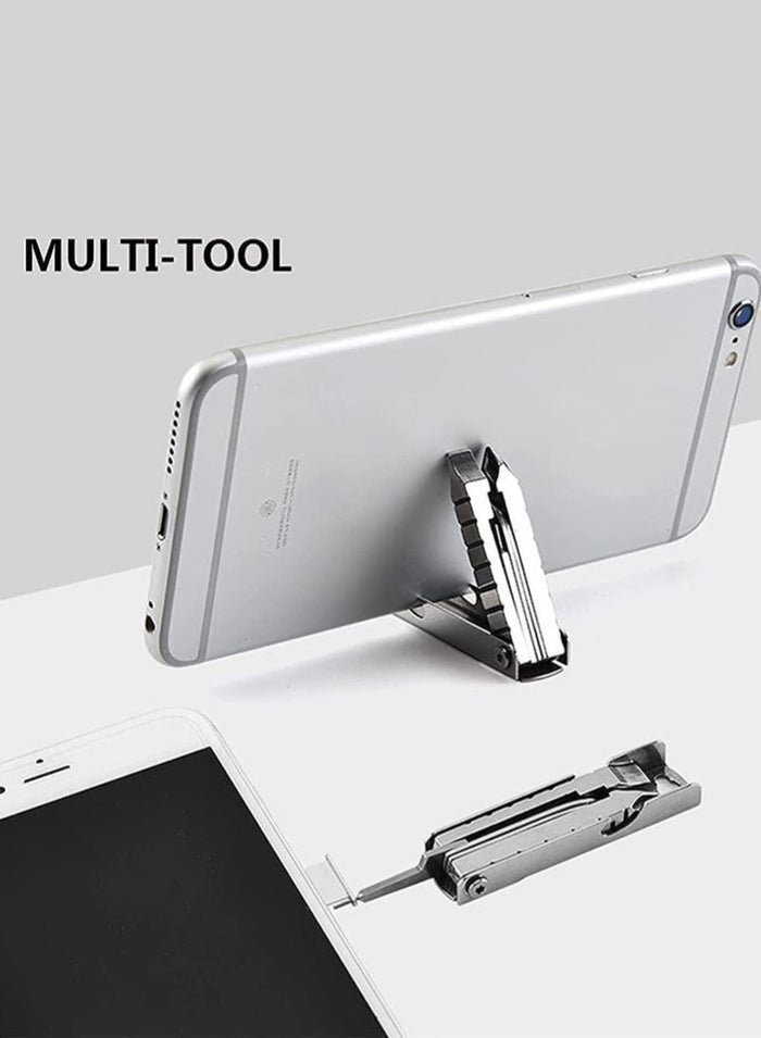 Keychain Multi-Tool, 11 in 1 Multi-Tool, Small Outdoor Gadgets, Screwdriver, Bottle Opener, Bicycle Spokes, etc, Birthday Gift (Silver)