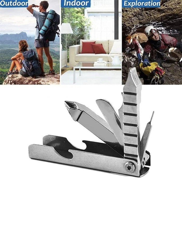 Keychain Multi-Tool, 11 in 1 Multi-Tool, Small Outdoor Gadgets, Screwdriver, Bottle Opener, Bicycle Spokes, etc, Birthday Gift (Silver)