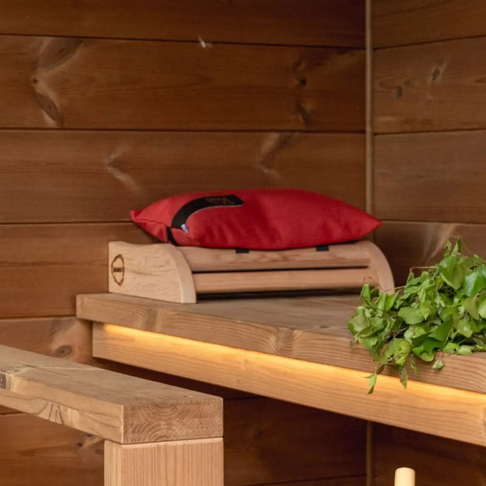 Kirami finvision headrest on sauna bench