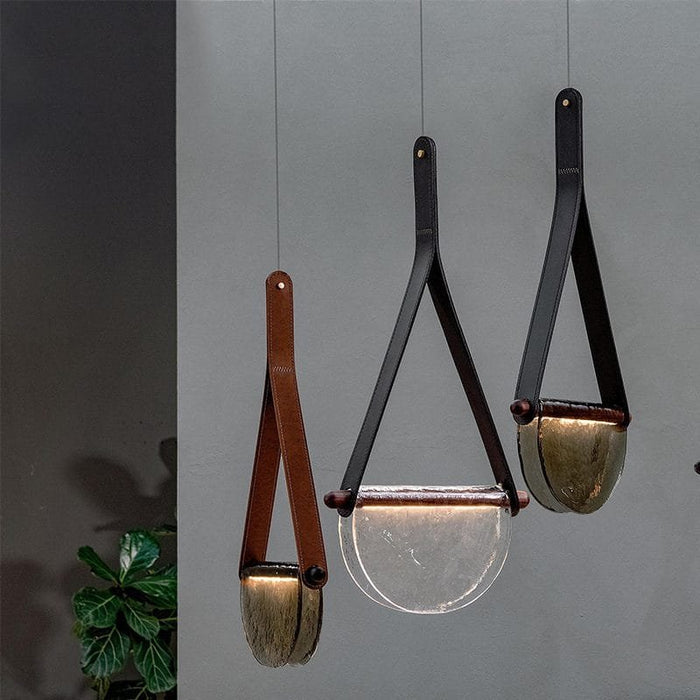 Kyoto Wood (Glass, Leather) Pendant Light
