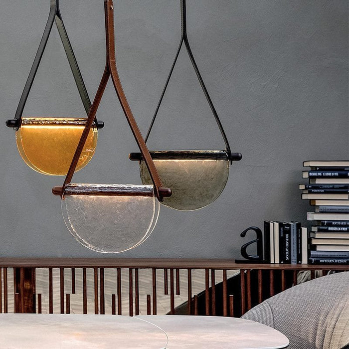 Kyoto Wood (Glass, Leather) Pendant Light
