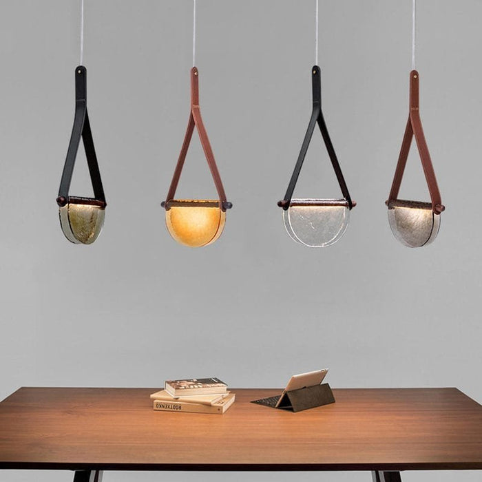 Kyoto Wood (Glass, Leather) Pendant Light