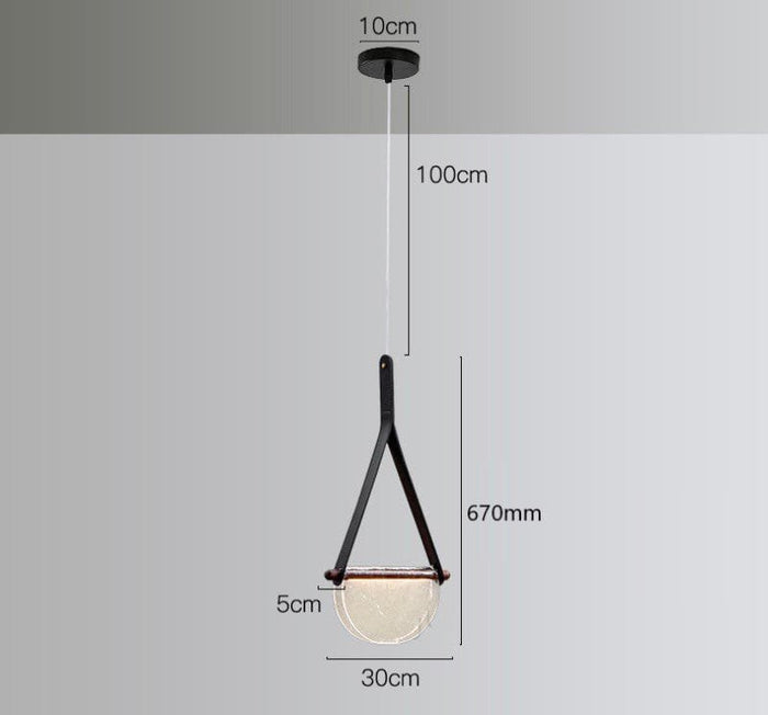 Kyoto Wood (Glass, Leather) Pendant Light