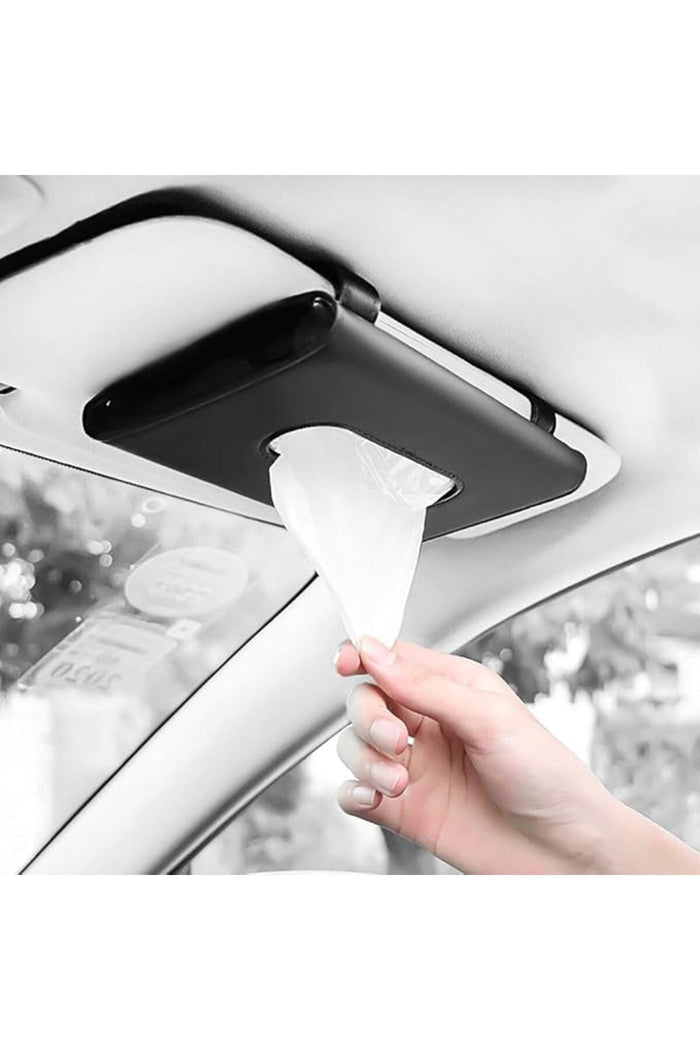 Leather Premium Napkin & Tissue Holder, For Backseat And Car , Cartbox02B, Bla